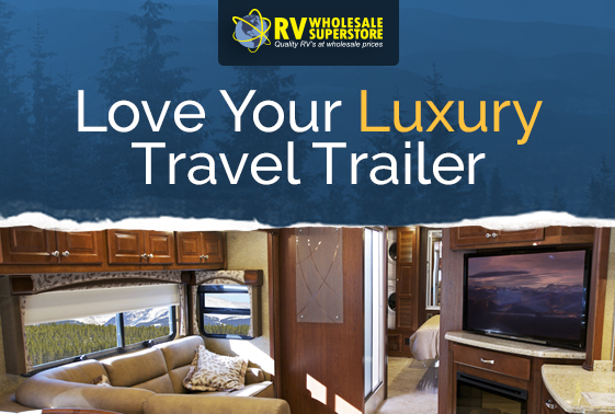 Interior photo of luxury travel trailer RV